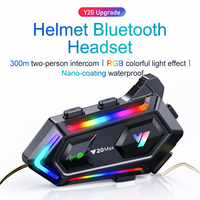 Casque de moto 5.3 avec interphone bidirectionnel 300M, éclairage RGB, double mode, mixage, IPX6, commande vocale IA, 1000mAh
