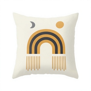 Minimalist Geometric Rainbow <b>Throw</b> <b>Pillow</b> Cover Square Cotton Screen Printed Decorative Cushion Case Washable Home Decor - Product Image 1