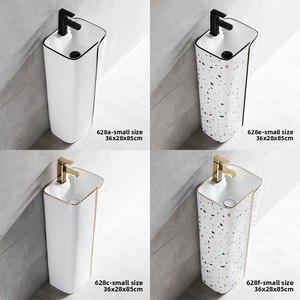 Lavabo a colonna in stile nordico creativo, lavabo integrato in ceramica da appoggio, adatto per balconi e bagni - Product Image 2