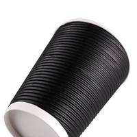 Gobelet en papier ondulé noir de 10 oz, à paroi ondulée, isolé, jetable, pour café ou thé, avec couvercle