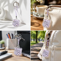 Porte-clés en plastique double face au design mignon, sans MOQ, taille mini, breloque de téléphone en acrylique avec cordons de différentes couleurs