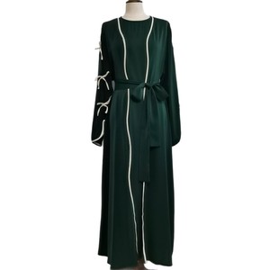 2025 EID Modest Elegant MAXI <strong>Abaya</strong> for Women Dubai Islamic Clothing Nida Wave Bowknot Open Design Long Sleeve Polyester for - Product Image 5