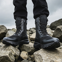 Bottes tactiques mi-mollet légères et respirantes pour l'extérieur avec fermeture éclair et lacets, semelle EVA pour l'été
