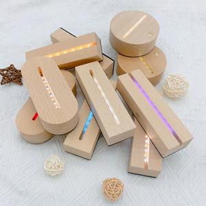 Base d'affichage LED en bois de hêtre de qualité supérieure pour boule de cristal 3D et support d'art en verre, base rechargeable avec capteur tactile - Product Image 5