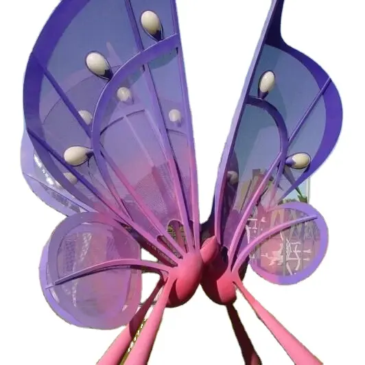 2m New Design Painting metal flower Colorful butterfly tree 304 stainless steel Sculpture for theme park