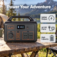 Station d'alimentation portable 500W AC 220V/110V DC, charge rapide, étanche, charge sans fil, batterie Li-polymère, prise universelle, LED
