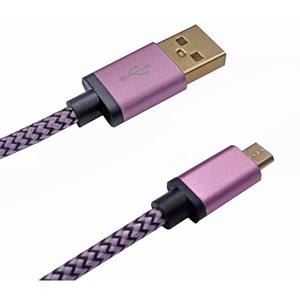 Micro Usb Data Cable Nylon <b>Braided</b> 1m For Android Blue Color Charging And Syncing Cable With Aluminum Alloy Sheath - Product Image 4