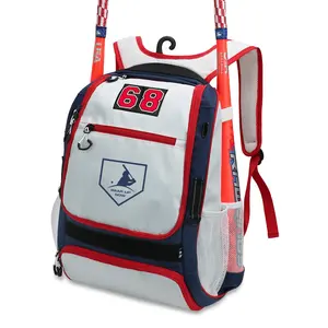 Navy Blue White Red Baseball Backpack
