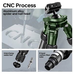 Trépied de chasse inversé en fibre de carbone Manbily QM-2836, tube de 36 mm max avec rotule de 45 mm et adaptateurs Picatinny vers Arca Swiss - Product Image 4