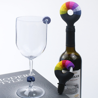 Accessoires de vin Cadeau Bouchon de bouteille de vin rouge pour fête avec breloque verre à vin multicolore