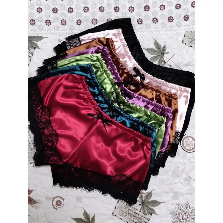 Hot Sale 2 Pcs Sets Lace Silk Short Sleepwear Satin Pajamas For Women