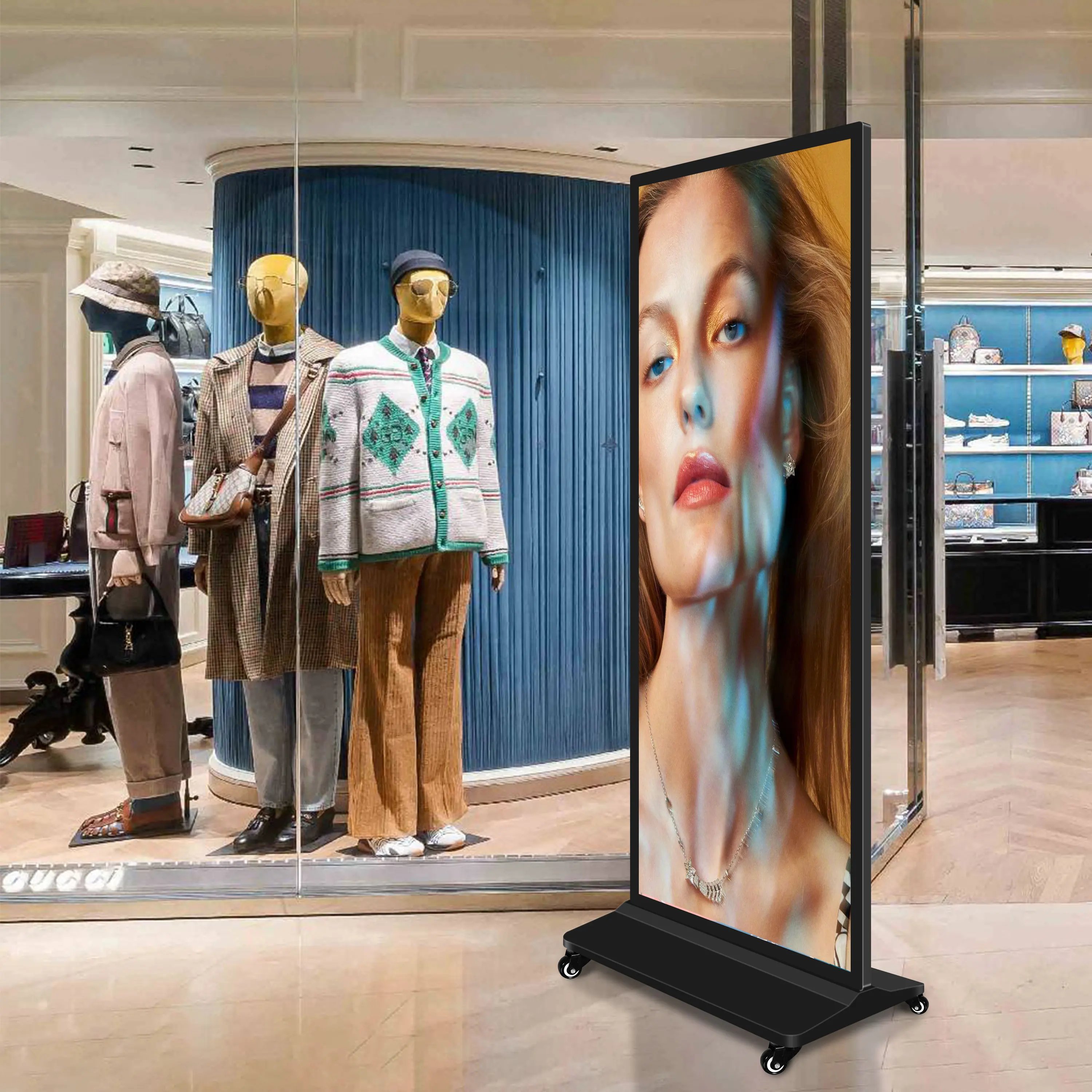 43 55 inci layar sentuh dalam ruangan 500cd kecerahan android digital signage pemutar media lcd mall kios iklan