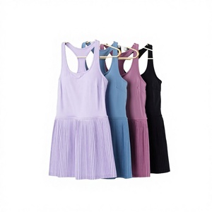 Women's Breathable Moisture-Wicking Athletic Tank Dress Gym Yoga <b>Running</b> Skirt <b>Padded</b> Top Custom OEM Logo Casual Tennis Style - Product Image 2