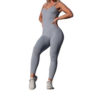 Aoyema-body de verano con logo personalizado, <span class=keywords><strong>mono</strong></span> deportivo de secado rápido con forma de V en la <span class=keywords><strong>espalda</strong></span>, una pieza, para Yoga, entrenamiento, Fitness - Product Image 4
