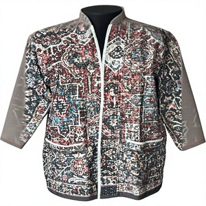 Veste longue à imprimé ethnique vintage |   Cardigan ouvert sur le devant à motif aztèque bohème |   Vêtements décontractés printemps/automne ODM en coton respirant - Product Image 4