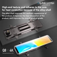 Anytek Q8 rétroviseur avant et arrière double dashcam full hd 2160p véhicule blackbox dvr gps wifi double caméra dash cam 4k