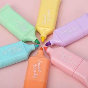 Stylo marqueur fluorescent double tête 6 couleurs, forme bonbon, surligneur - Product Image 3