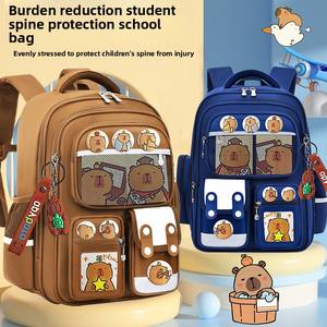 Mochilas Capybara Sac à dos scolaire unisexe Sac d'élève étanche de grande capacité avec fermeture éclair et logo personnalisé et filles élégantes dessinées - Product Image 2