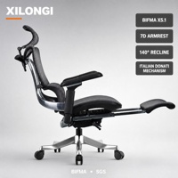Chaise pivotante ergonomique contemporaine en maille, base en acier, pieds chromés, hauteur réglable, accoudoirs réglables 7D