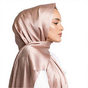 Sharut High Quality China Ladias Plain Color Satin Scarf <b>Shawl</b> Wrap Textured Cape Bawal Muna Muslim Women Silk Autumn Long - Product Image 3