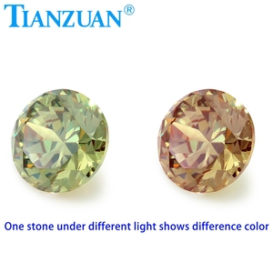 8Mm 10Mm Thổ Nhĩ Kỳ Diaspore Gibbsite Zultanites Màu Xanh Lá Cây Vàng Thay Đổi Màu Sắc Vòng <span class=keywords><strong>Cubic</strong></span> Zirconia Loose Đá CZ Đá - Product Image 2