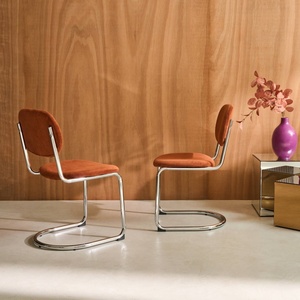 Sedia da Pranzo Personalizzata per Casa e <span class=keywords><strong>Cucina</strong></span>, Moderna, Imbottita in Velluto e Tessuto Corduroy, con Gambe Cromate - Product Image 2