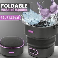 Lave-linge pliable électrique à écran tactile avec boîtier en plastique, 16 litres (4,39 gallons), conçu pour la maison, idéal pour sous-vêtements et chaussettes, avec pulvérisation améliorée
