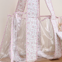 Sacs à main de voyage rayés en PVC imperméable de haute qualité, grande capacité, personnalisés, pour l'été, avec petite pochette