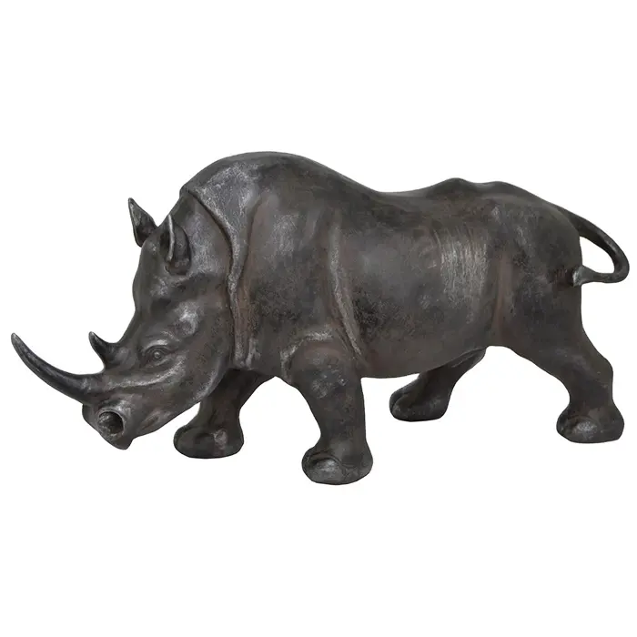 Antiguo hecho de resina, rinoceronte, estatuilla realista, estatua de decoración de jardín