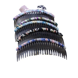 Peines para el cabello de tela con diseño geométrico multicolor para mujeres, accesorio para peinar el cabello - Product Image 5