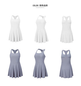 Robe à fermeture éclair dans le dos Robe de tennis Fitness Yoga Robes de golf Jupe de tennis Ensemble Vêtements de tennis personnalisés Séchage rapide - Product Image 3