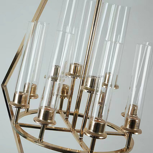 Centres de table de mariage lisses décoration 10 bras bougeoir en métal doré candélabre - Product Image 4