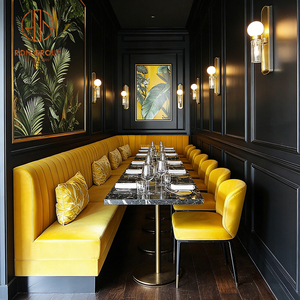 Set Moderno di Tavolo e Sedie a L in Pietra Sinterizzata, Pelle e Velluto per Caffetterie e Ristoranti, Arredamento con Divanetti - Product Image 6