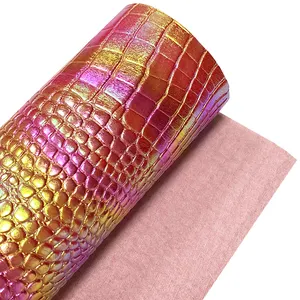 Colorful Crocodile Skin Embossed Bronzing Vinyl Synthetic Leather Fabric For Shoes/Bags/DIY Accessories Making