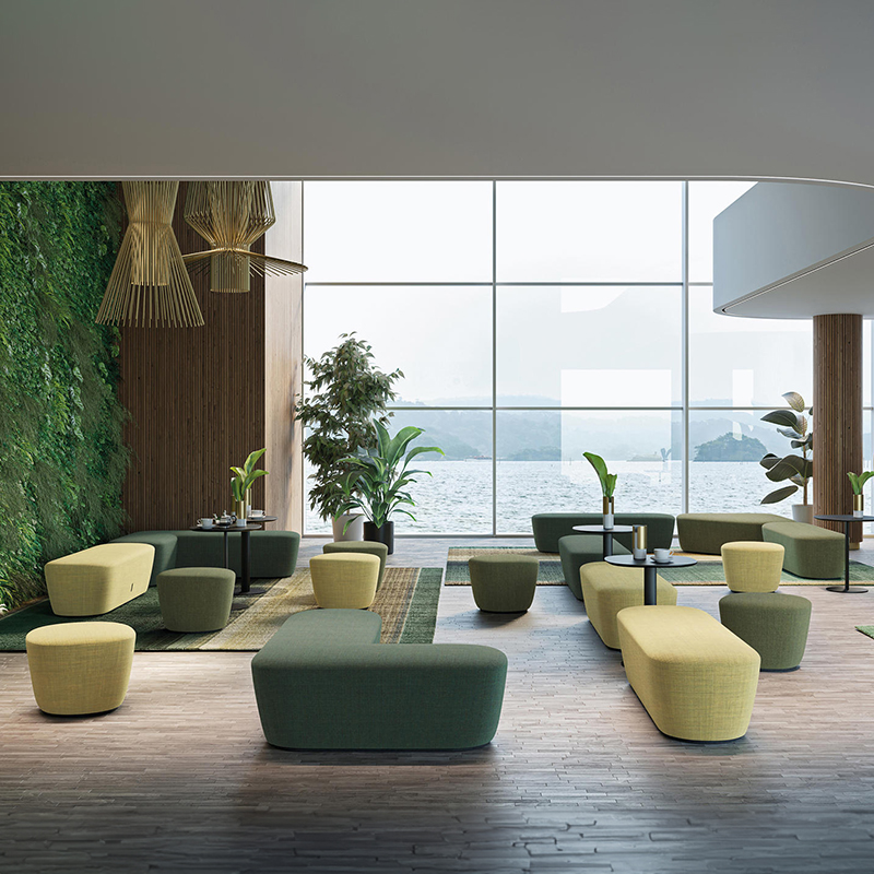 Free Combination Commercial Office Furniture Coffee Shop Library Public Reception Sofa Set Modular Fabric Waiting Area Furniture