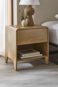 Nhà máy trực tiếp tự nhiên làm tròn cạnh trên 1 ngăn kéo bàn cạnh giường ngủ MDF với Laminate kết thúc khung, đầu giường - Product Image 6