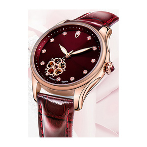Factory Buck Custom Stainless Steel Case Calendar <strong>Skeleton</strong> Flywheel Lady;<strong>s</strong> Mechanical <strong>Watch</strong> - Product Image 2