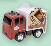 Mini camion à lait avec logo personnalisé Modèle réduit de camion jouet de dessin animé mignon avec autocollant personnalisé en plastique
