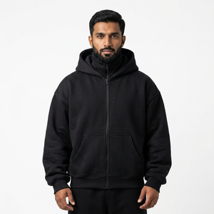 Sudadera con capucha tipo balaclava unisex de algodón, estilo urbano, con cremallera completa, para hombre, ideal para invierno. - Product Image 1