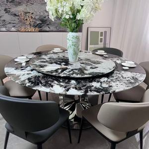 Tavolo da Pranzo Moderno in Marmo Premium con Gambe in Acciaio al Carbonio Resistenti <span class=keywords><strong>e</strong></span> Impermeabili per Hotel, Villa, Appartamento, Casa <span class=keywords><strong>e</strong></span> Ristorante - Product Image 6