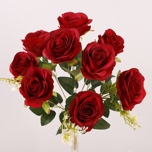 Ramo de Rosas Artificiales de 9 Cabezas, Flor de Seda de Alta Simulación, Decoración para Bodas, Decoración del Hogar - Product Image 2