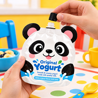Sachets souples en plastique imprimés motif panda mignon, avec bec verseur, personnalisables avec logo, pour emballage de jus liquide de qualité alimentaire, vente en gros