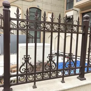 Cheap High Quality Designs Aluminum Picket Fence Metal Wrought Iron Fence Panels