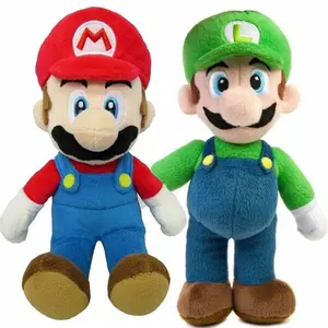 2 buah boneka Mario Bros mewah Mario Luigi mainan boneka binatang lembut boneka