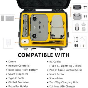 Estuche rígido de nuevos diseños Estuche de transporte de color amarillo Estuche protector impermeable resistente Accesorios para drones para DJI Mini 4K - Product Image 2