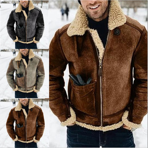 <span class=keywords><strong>Chaqueta</strong></span> de <span class=keywords><strong>hombre</strong></span> de <span class=keywords><strong>piel</strong></span> sintética PU estilo cortavientos, nueva colección 2022, cálida para invierno, con forro de <span class=keywords><strong>piel</strong></span> y solapa engrosada, venta al por mayor - Product Image 4