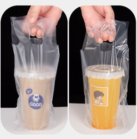 Sacs en plastique transparents pour emporter café, soupe, bubble tea, avec poignée, pour livraison, porte-bubble tea