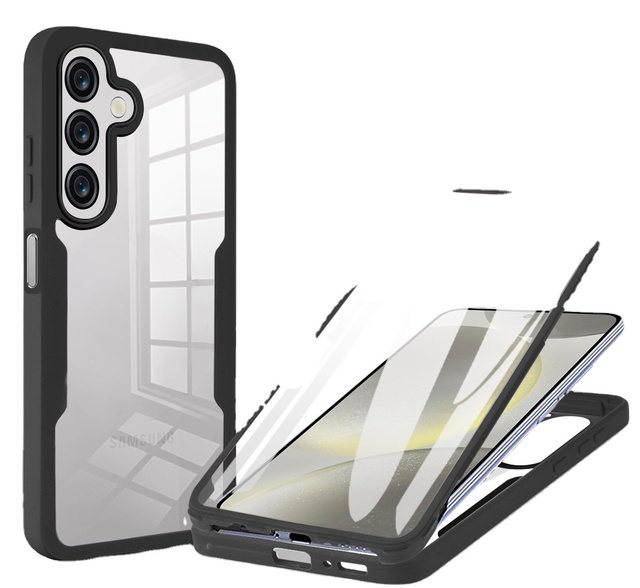 360 Degree Full Cover case for Samsung Galaxy A05 A05S A15 A14 5G/4G A24 4G Clear TPU+Acrylic+PET Front Screen Protector Case