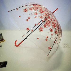 Phụ Nữ Cô Gái Sakura Ô Trong Suốt Gió Mưa Nặng Rõ Ràng Hoa Bong Bóng Mái Vòm Ô Dài Xử Lý Ô - Product Image 2