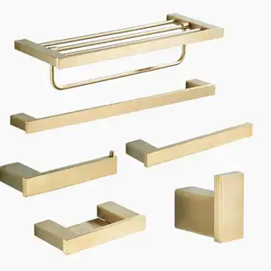 Nuovo Bagno Spazzolato Oro In acciaio inox Set di Accessori